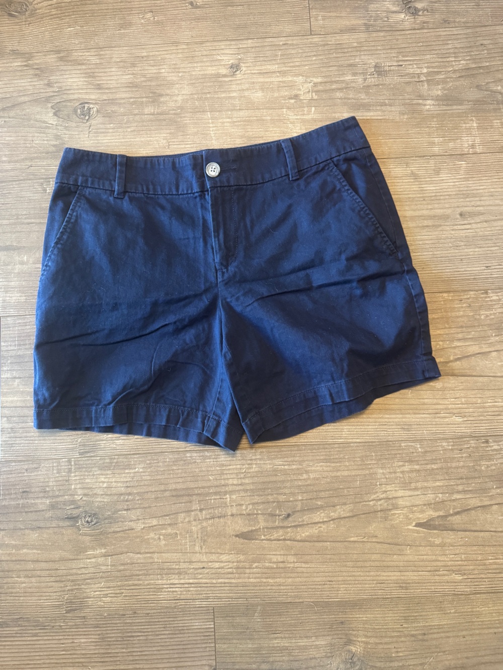 LOFT Navy Blue High-Rise Bermuda Shorts